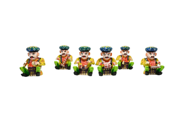 Wooden Handpainted Handicraft Musician Bawla Set of 6 Showpiece Figurine |  Home Decor | Gifts | Toys   - Image 4
