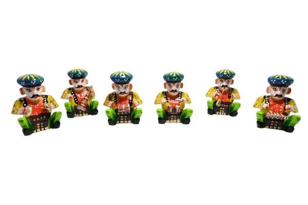 Wooden Handpainted Handicraft Musician Bawla Set of 6 Showpiece Figurine |  Home Decor | Gifts | Toys   - Image 6