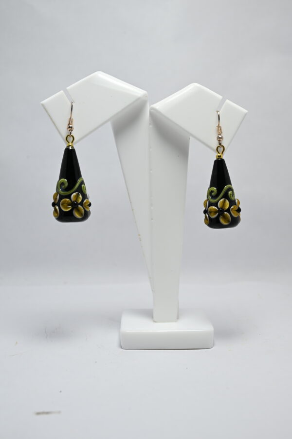 handmade lampwork glass beaded drop earrings - Image 2