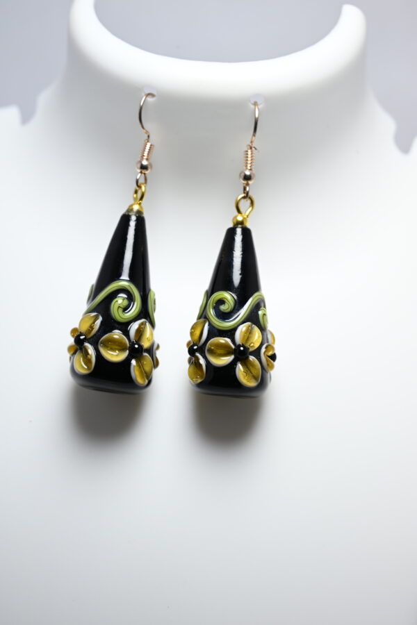 handmade lampwork glass beaded drop earrings