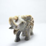 Natural Soapstone Elephant Sculpture Hand Carved Jali Work Trunk Up Showpiece Figurine | Positive Energy Home Decor | Harmony & Prosperity | Worship |  Good luck Charm (Baby Inside Mother's Tummy)