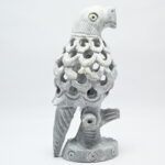 Natural Soapstone Parrot Sculpture Hand Carved Jali Work Trunk Down Showpiece Figurine | Positive Energy Home Decor | Harmony & Prosperity | Worship |  Good luck Charm (Baby Inside Mother's Tummy)