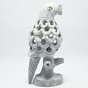 Natural Soapstone Parrot Sculpture Hand Carved Jali Work Trunk Down Showpiece Figurine | Positive Energy Home Decor | Harmony & Prosperity | Worship |  Good luck Charm (Baby Inside Mother's Tummy)