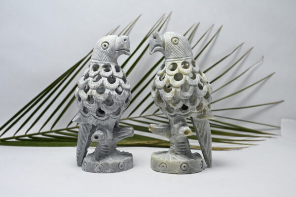 Natural Soapstone Parrot Sculpture Hand Carved Jali Work Trunk Down Showpiece Figurine | Positive Energy Home Decor | Harmony & Prosperity | Worship |  Good luck Charm (Baby Inside Mother's Tummy) - Image 5