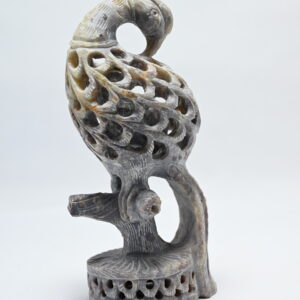 Natural Soapstone Peacock Sculpture Hand Carved Jali Work  Showpiece Figurine | Positive Energy Home Decor | Harmony & Prosperity | Worship |  Good luck Charm (Baby Inside Mother's Tummy)