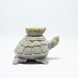 Natural Soapstone Turtle Sculpture Hand Carved Jali Work with Candle Holder Showpiece Figurine | Positive Energy Home Decor | Harmony & Prosperity | Worship |  Good luck Charm