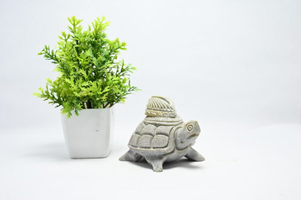 Natural Soapstone Turtle Sculpture Hand Carved Jali Work with Candle Holder Showpiece Figurine | Positive Energy Home Decor | Harmony & Prosperity | Worship |  Good luck Charm - Image 4