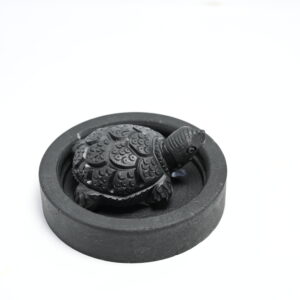 Natural Black Stone Turtle Sculpture Hand Carved Jali Work Showpiece Figurine | Positive Energy Home Decor | Harmony & Prosperity | Worship |  Good luck Charm (Black)
