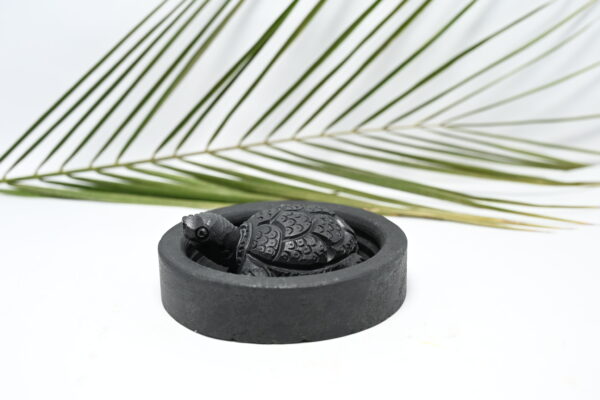 Natural Black Stone Turtle Sculpture Hand Carved Jali Work Showpiece Figurine | Positive Energy Home Decor | Harmony & Prosperity | Worship |  Good luck Charm (Black) - Image 3