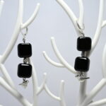 Beads Square Cube Tumble Onyx  Black Beads - Double & Bird