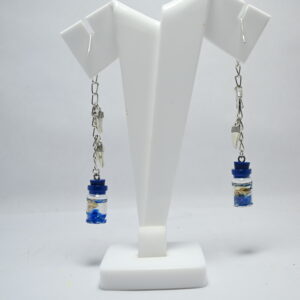 Handmade Lampwork Glass Beads Earrings Long-drop (Blue Bottle)
