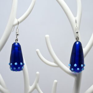 Handmade Lampwork Glass Beads Earrings Blue - Long