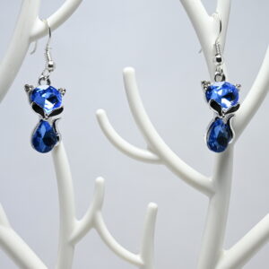 Authentic Gemstone CUBIC ZIRCONIA Charms Earrings (Blue)