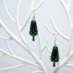 Handmade Lampwork Glass Beads Earrings Green - Long