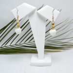 Authentic Gemstone White Agate Stone Apple Charms Earrings